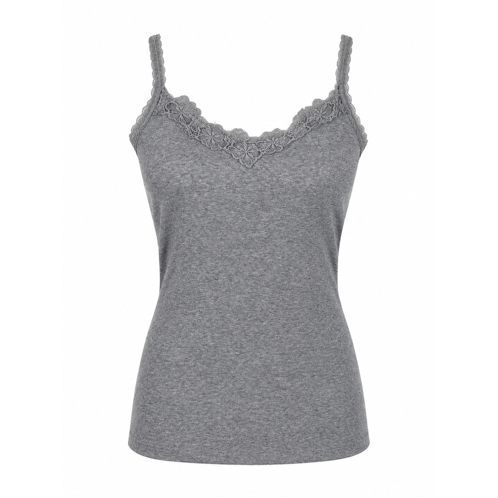 Vintage Y2K Abercrombie & Fitch Gray Lace Trim Tank Top Embroidered Moose Small